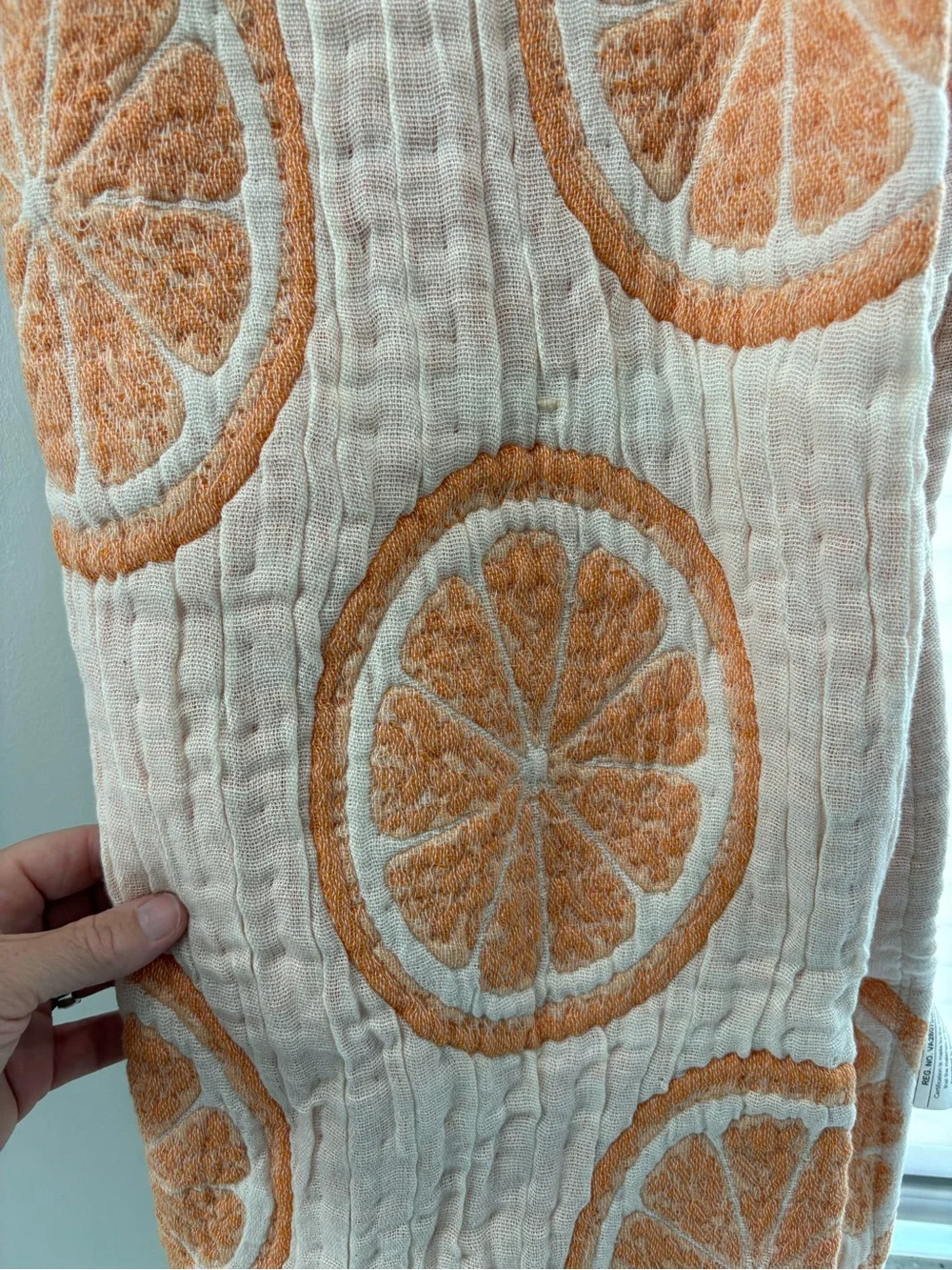 NWT Rachel Zoe Cream & Orange Citrus Decorative Throw - reversible